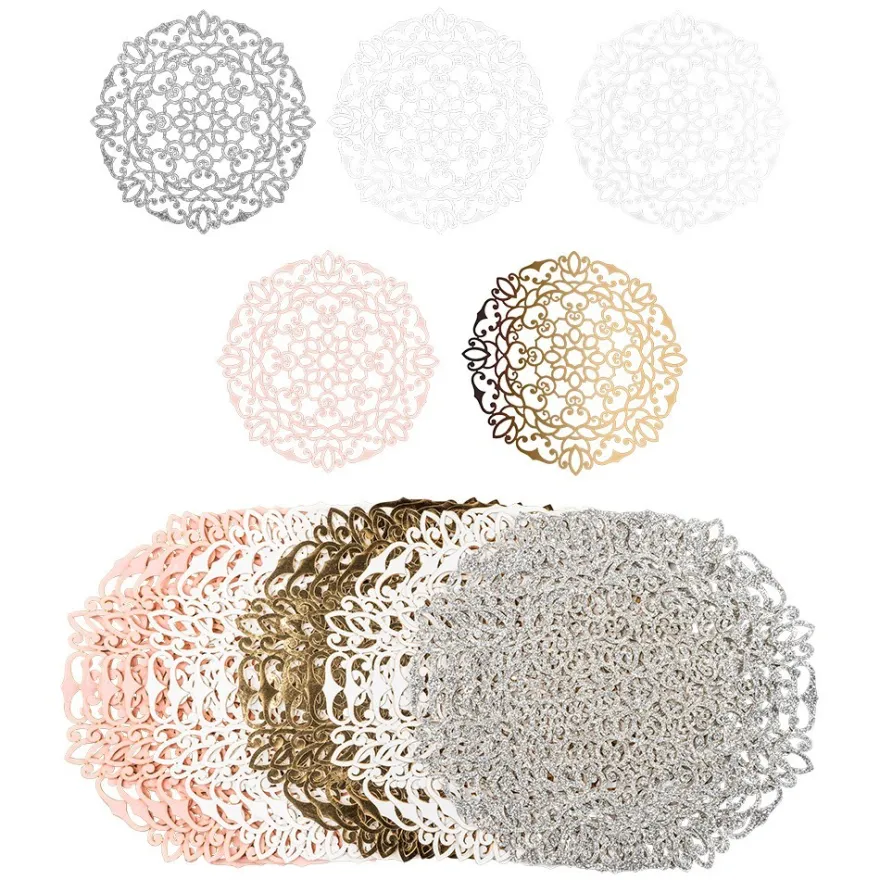 Laser-Kartenaufleger, Zierdeckchen, Ornament 2, Ø 14cm, 220 g/m², 5 Farben, 20 Stück