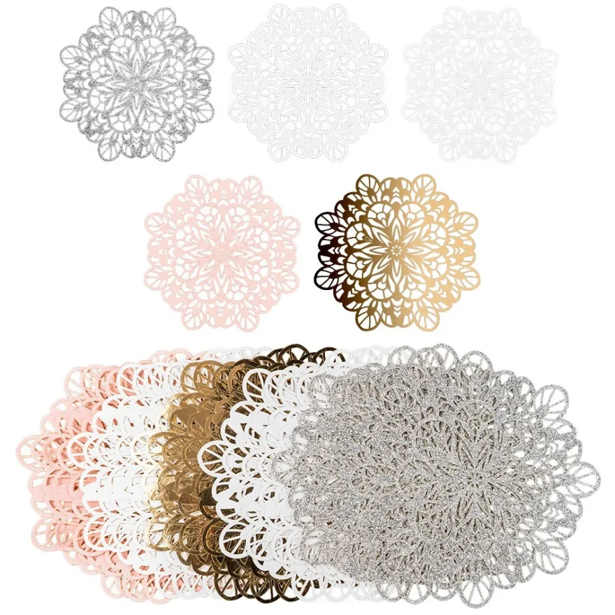 Laser-Kartenaufleger, Zierdeckchen, Ornament 5, Ø 14cm, 220 g/m², 5 Farben, 20 Stück