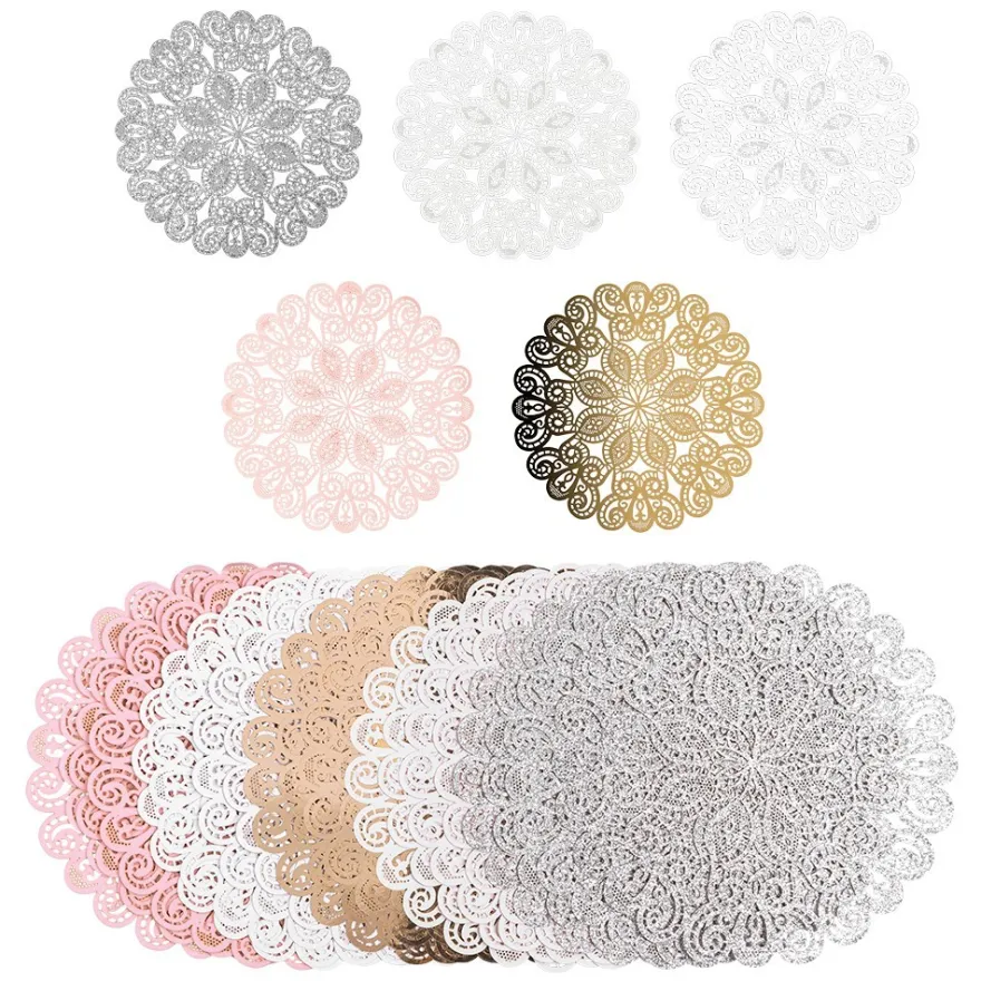 Laser-Kartenaufleger, Zierdeckchen, Ornament 22, Ø 14cm, 220 g/m², 5 Farbtöne, 20 Stück
