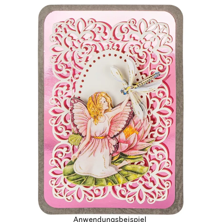 Laser-Kartenaufleger, Zierdeckchen, Ornament 8, 14cm x 9,4cm, 220 g/m², 5 Farbtöne, 20 Stück