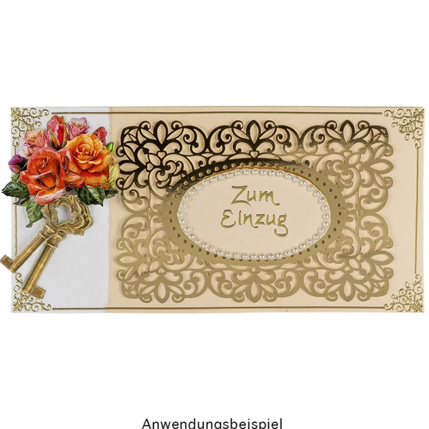 Laser-Kartenaufleger, Zierdeckchen, Ornament 8, 14cm x 9,4cm, 220 g/m², 5 Farbtöne, 20 Stück