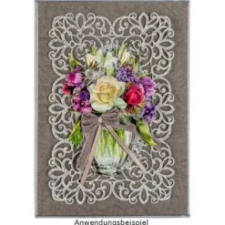 Laser-Kartenaufleger, Zierdeckchen, Ornament 8, 14cm x 9,4cm, 220 g/m², 5 Farbtöne, 20 Stück