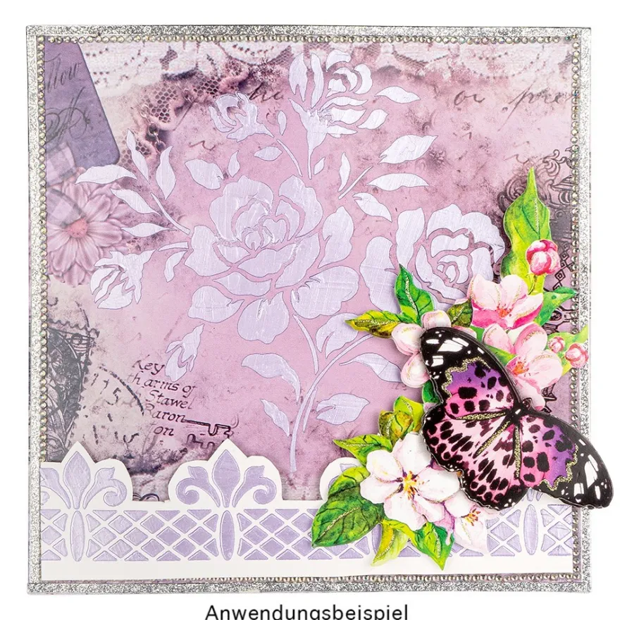 Laser-Kunststoff-Schablone, DIN A4, Rosen-Ornamente 2