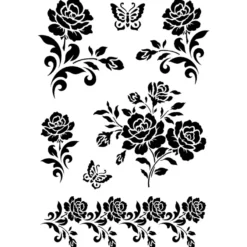Laser-Kunststoff-Schablone, DIN A4, Rosen-Ornamente 2