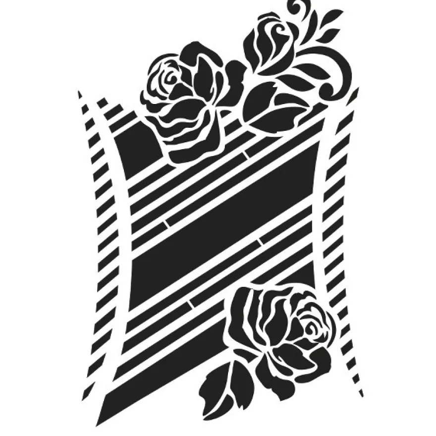 Laser-Kunststoff-Schablone, DIN A3, Schlanke Linie, Rosen