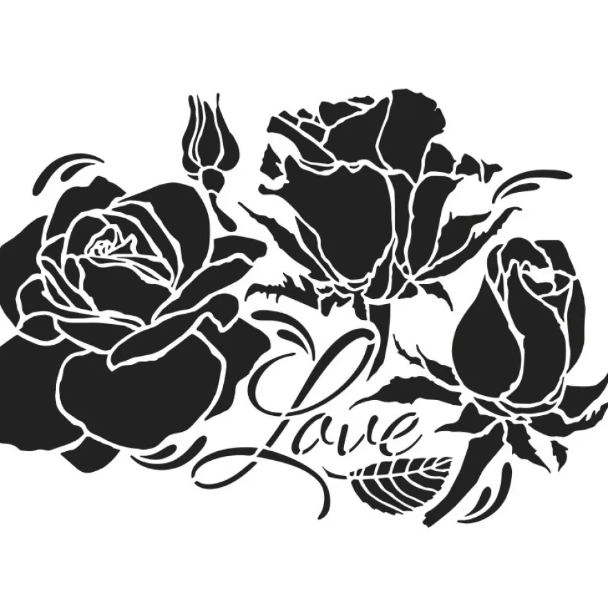 Laser-Kunststoff-Schablone, DIN A4, Rosen, Love