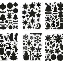 Laser-Kunststoff-Schablonen, DIN A4, Winter, Weihnachten, 6 Stück