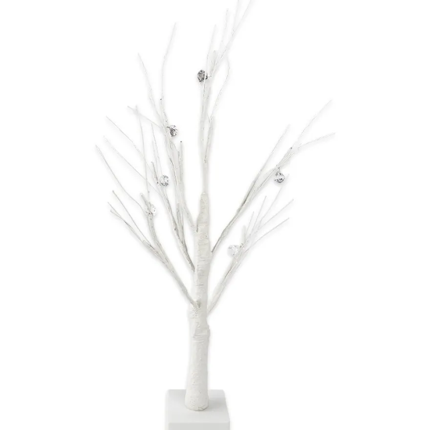 LED-Baum, mit Deko-Diamanten, 60cm hoch, 18 LED-Lämpchen in Warmweiß