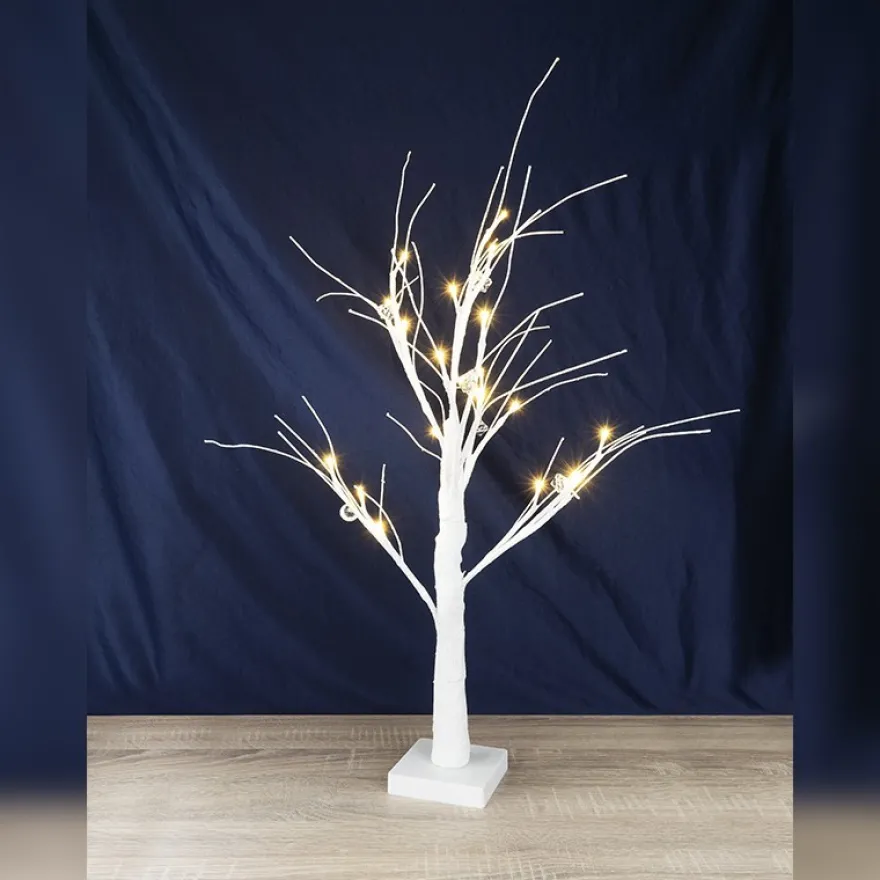 LED-Baum, mit Deko-Diamanten, 60cm hoch, 18 LED-Lämpchen in Warmweiß