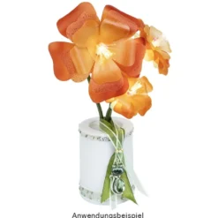 LED-Blumenstiele im Topf mit Glasfaser-Blütenstempeln, ca. 30 cm hoch, 3 LEDs in Warmweiß, Timer