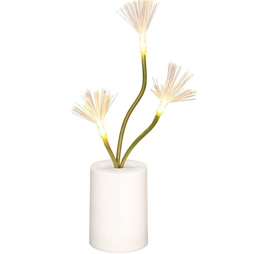 LED-Blumenstiele im Topf mit Glasfaser-Blütenstempeln, ca. 30 cm hoch, 3 LEDs in Warmweiß, Timer