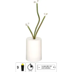 LED-Blumenstiele im Topf mit Perlen-Blütenstempeln, ca. 25 cm hoch, 9 LEDs in Warmweiß, mit Timer