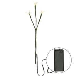 LED-Blumenstiel, mit 3 flexiblen Blütenstempeln, 25cm hoch, 15 LEDs in Warmweiß, mit Timer
