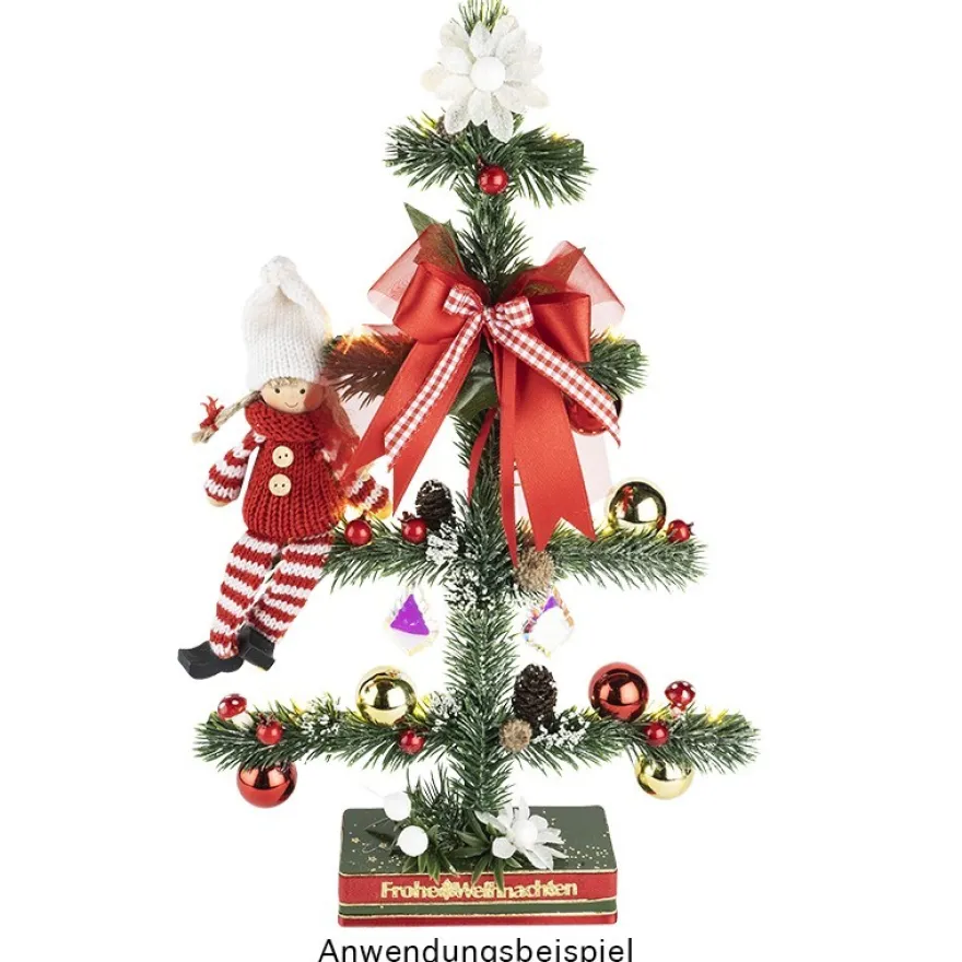 LED-Dekoleuchter, Tanne, 40cm hoch, 21 LED-Lichter in Warmweiß, Timer