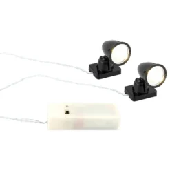 LED-Deko-Spots, max. 4,3cm hoch, 2,5cm breit, je 1 LED-Lämpchen in Warmweiß, schwarz, 2 Stück