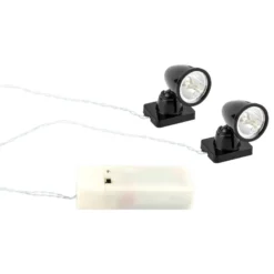 LED-Deko-Spots, max. 4,3cm hoch, 2,5cm breit, je 1 LED-Lämpchen in Warmweiß, schwarz, 2 Stück