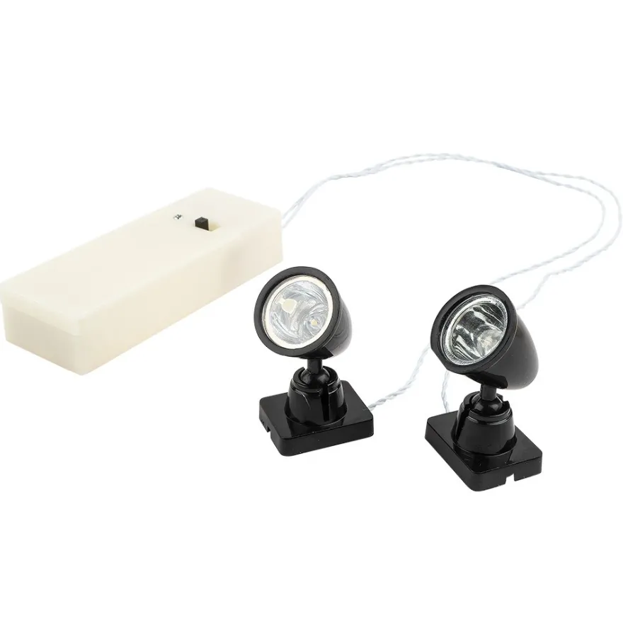 LED-Deko-Spots, max. 4,3cm hoch, 2,5cm breit, je 1 LED-Lämpchen in Warmweiß, schwarz, 2 Stück