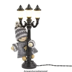 LED-Deko-Straßenlaterne, 12,5cm hoch, 5cm breit, 3 LED-Lämpchen in warmweiß, schwarz