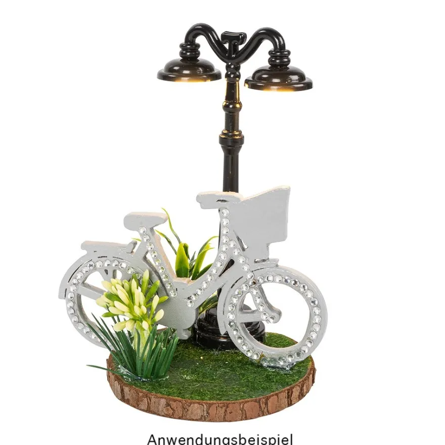 LED-Deko-Straßenlaterne, 12,5cm hoch, 5cm breit, 3 LED-Lämpchen in warmweiß, schwarz