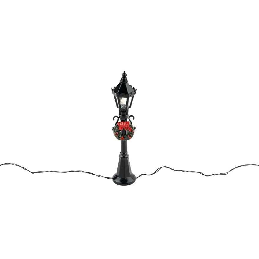 LED-Deko-Straßenlaternen, 12cm hoch, 2,5cm breit, je 1 LED-Lämpchen in Warmweiß, schwarz, 4 Stück