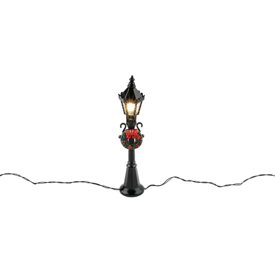 LED-Deko-Straßenlaternen, 12cm hoch, 2,5cm breit, je 1 LED-Lämpchen in Warmweiß, schwarz, 4 Stück