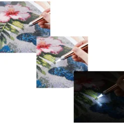 LED-Diamond-Painting-Pen, 14cm lang, Ø 1,2cm, 6 versch. Aufsätzen, 7-teilig