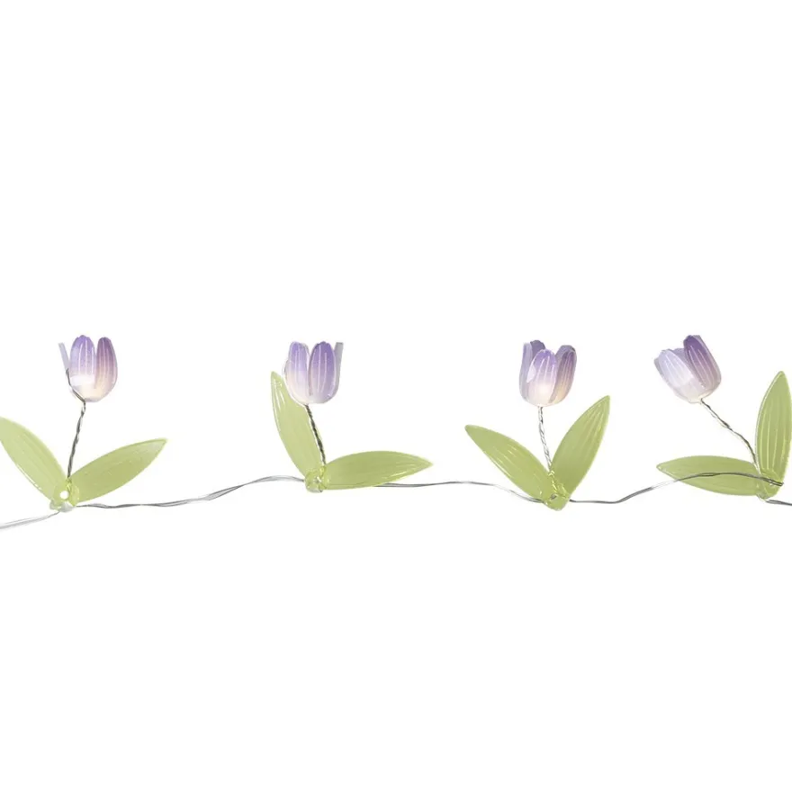 LED-Drahtlichterkette Blümchen, 10 LEDs in Warmweiß, 0,75m lang, Timer