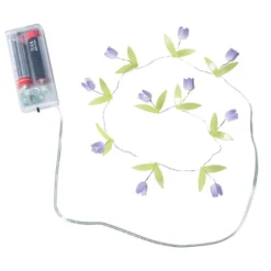 LED-Drahtlichterkette Blümchen, 10 LEDs in Warmweiß, 0,75m lang, Timer