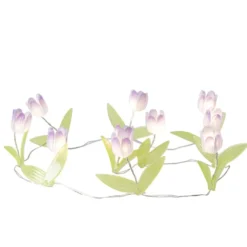 LED-Drahtlichterkette Blümchen, 10 LEDs in Warmweiß, 0,75m lang, Timer
