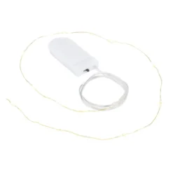 LED-Drahtlichterkette, goldener Draht mit 10 LEDs in Warmweiß, weißes Batteriefach