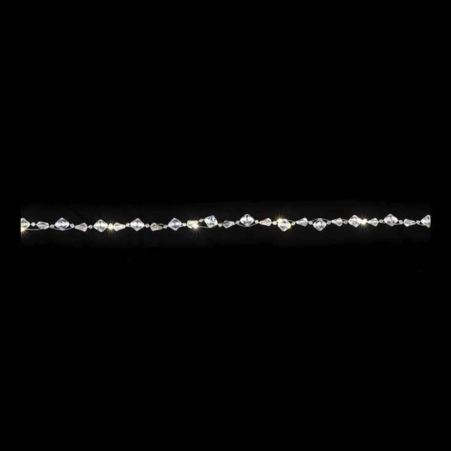 LED-Drahtlichterkette, Kristall-Nuggets, klar, 20 LEDs in Warmweiß, 2,70m lang, Timer