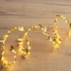LED-Draht-Lichterkette mit goldenen Blättern, 100 LEDs in Warmweiß, 1,80m lang, Timer