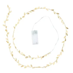LED-Draht-Lichterkette mit goldenen Blättern, 100 LEDs in Warmweiß, 1,80m lang, Timer