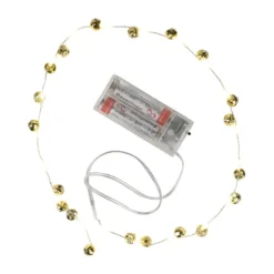 LED-Drahtlichterkette, mit goldenen Glöckchen, 20 LEDs in Warmweiß, 0,9m lang, Timer