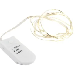LED-Draht-Lichterketten, warmweiß, 20 LEDs, 1m lang, inkl. Timer, 10 Stück