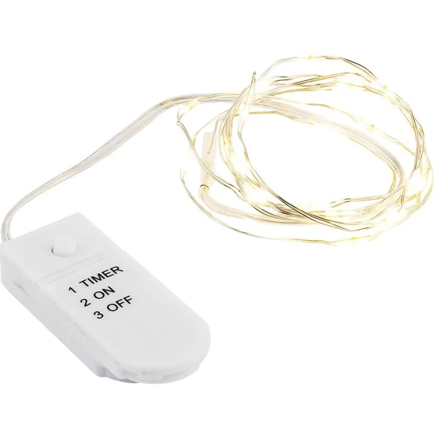 LED-Draht-Lichterketten, warmweiß, 20 LEDs, 1m lang, inkl. Timer, 10 Stück