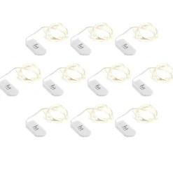 LED-Draht-Lichterketten, warmweiß, 20 LEDs, 1m lang, inkl. Timer, 10 Stück