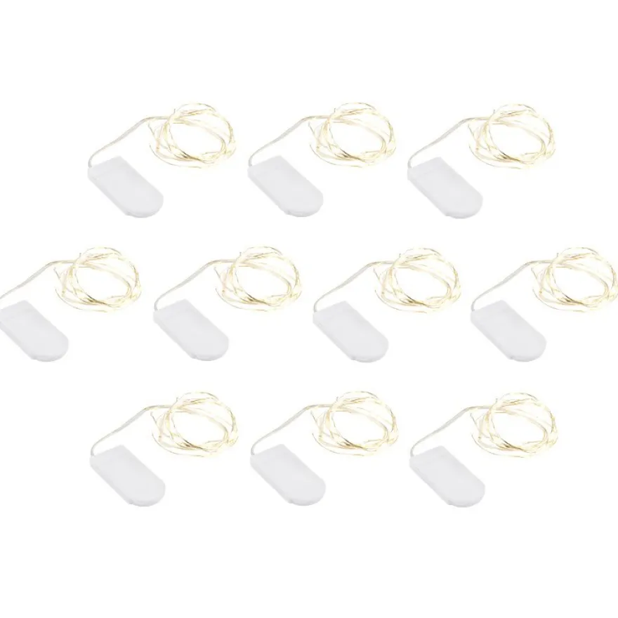 LED-Draht-Lichterketten, warmweiß, 20 LEDs, 1m lang, 10 Stück