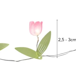LED-Drahtlichterkette rosa Blümchen, 10 LEDs in Warmweiß, inkl. Timer