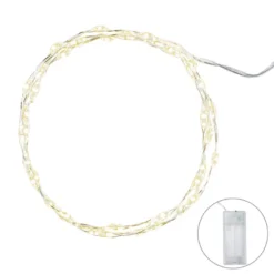 LED-Draht-Lichterkette, warmweiß, 1,5cm Lichtabstand, inkl. Timer, 40er