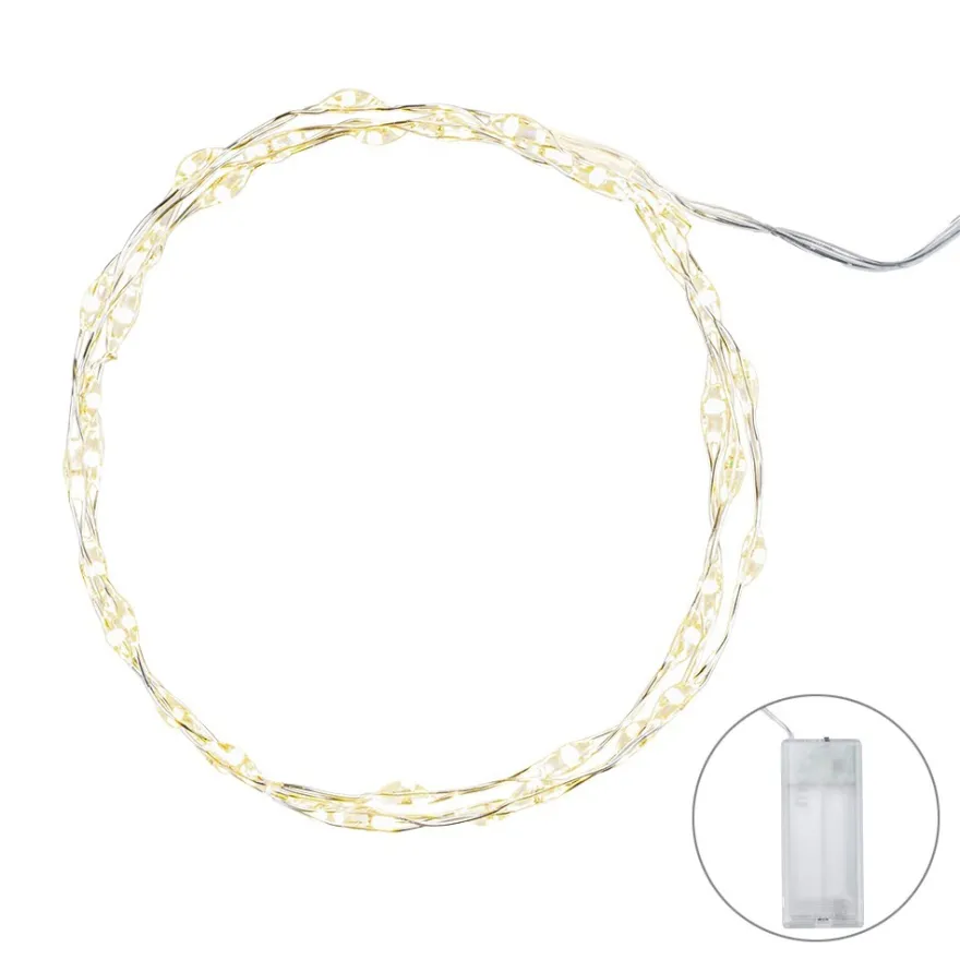 LED-Draht-Lichterkette, warmweiß, 1,5cm Lichtabstand, inkl. Timer, 40er