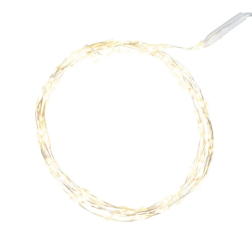LED-Drahtlichterkette, zum Aufhängen, 50 LEDs in Warmweiß, mit Timer