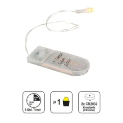 LED-Drahtlicht, mit Flackereffekt, je 1 LED in Warmweiß, mit Timer, 4 Stück