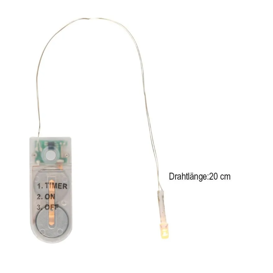 LED-Drahtlicht, mit Flackereffekt, je 1 LED in Warmweiß, mit Timer, 4 Stück