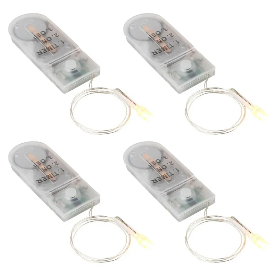 LED-Drahtlicht, mit Flackereffekt, je 1 LED in Warmweiß, mit Timer, 4 Stück
