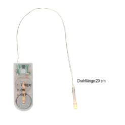 LED-Drahtlicht, mit Flackereffekt, 1 LED in Warmweiß, mit Timer