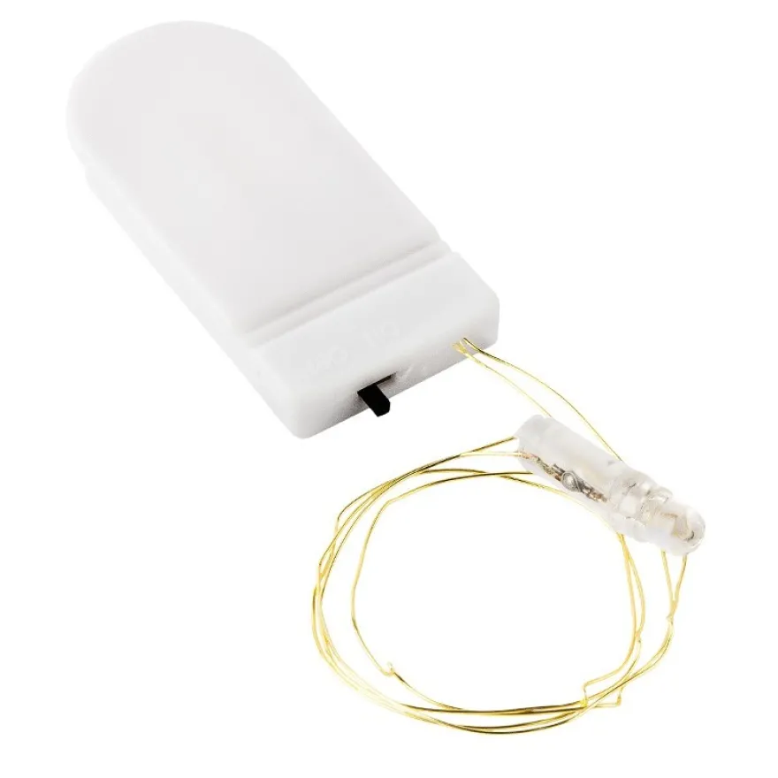 LED-Drahtlicht, warmweiß, 22,5cm Strang, 5mm Lampen-Ø, weißes Batteriefach