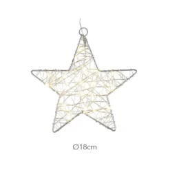 LED-Drahtstern, Ø18cm, 20 LED-Lichter in warmweiß, inkl. Timer-Funktion