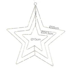 LED-Drahtstern 3-fach, 80 LEDs in Warmweiß, inkl. Timer-Funktion
