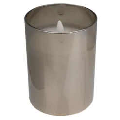 LED-Echtwachs-Kerze im Glas, 10cm hoch, Ø 7,5cm, inkl. Timer